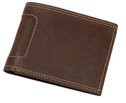 Obrázky: Hnedá kožená peňaženka s kontrastným prešívaním