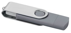 Obrázky: Šedý OTG Twister USB flash disk s USB-C, 64GB