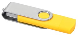 Obrázky: žltý OTG Twister USB flash disk s USB-C, 64GB