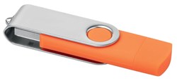 Obrázky: Oranžový OTG Twister USB flash disk s USB-C, 64GB