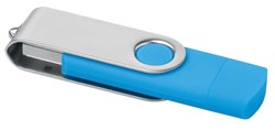 Obrázky: Sv. modrý OTG Twister USB flash disk s USB-C, 64GB