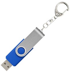 Obrázky: Twister strieb.-modrý USB flash disk,prívesok,64GB