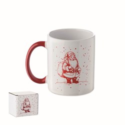 Obrázky: Vianočný ker. hrnček 300ml v krabičke, červ.Santa