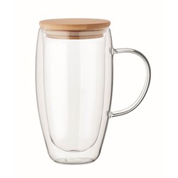 Obrázky: Dvojitý sklenený hrnček z boros.skla, 450ml,viečko