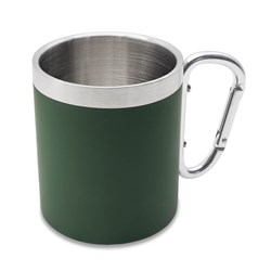 Obrázky: Zelený termohrnček 300ml, nerez oceľ s karabínou