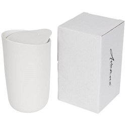 Obrázky: Biely dvojplášťový keramický hrnček, 410 ml