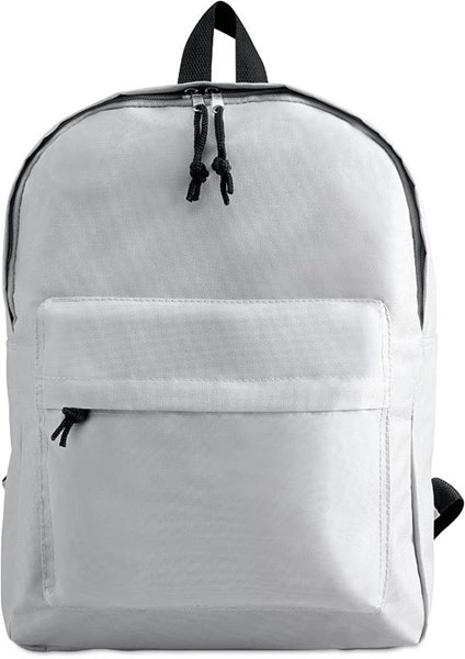 Obrázky: Polyesterový ruksak s vonkajším vreckom, biela