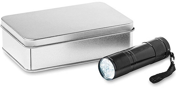 Obrázky: Čierna 9 LED baterka v darčekovej krabičke, Obrázok 2
