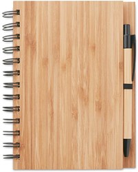 Obrázky: Bambusový zápisník s krúžkovou väzbou a perom