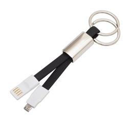 Obrázky: Čierny prívesok na kľúče s USB/Micro USB konektor