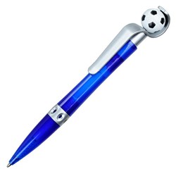 Obrázky: Modré plast. guličkové pero s futbalovou loptou
