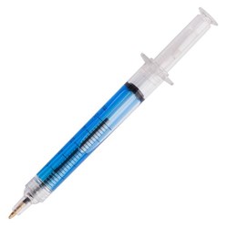Obrázky: Guličkové pero tvar injekčnej striekačky, modré