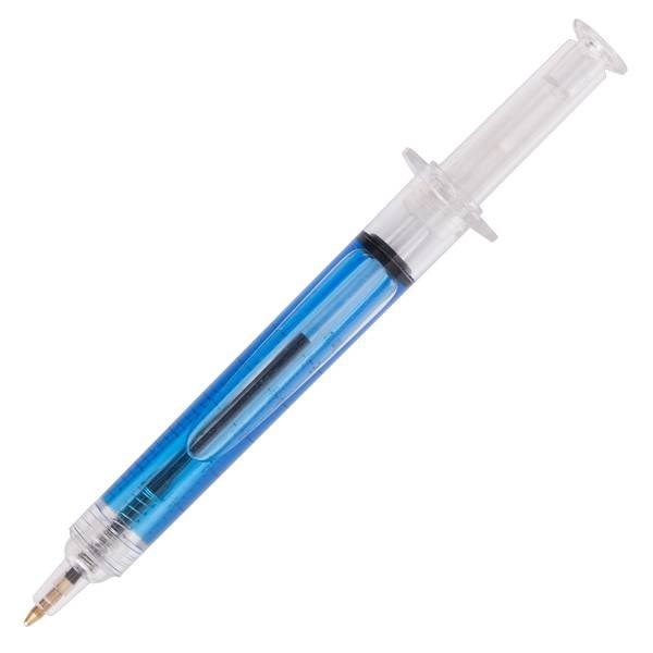 Obrázky: Guličkové pero tvar injekčnej striekačky, modré, Obrázok 2