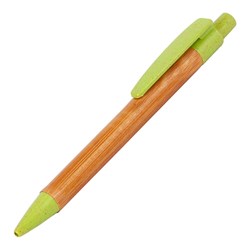 Obrázky: Bambusové guličkové pero, zelené plast.doplnky