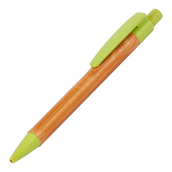 Obrázky: Bambusové guličkové pero, zelené plast.doplnky