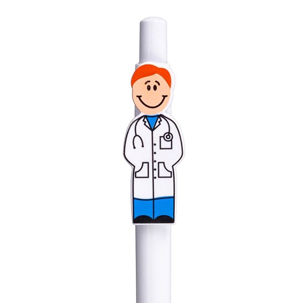Obrázky: Biele plastové guličkové pero, klip doktor, Obrázok 4