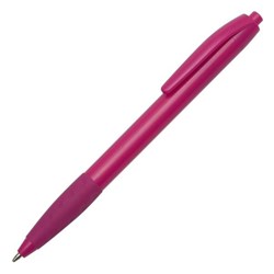 Obrázky: Ružové plast. guličkové pero s gumovým úchopom