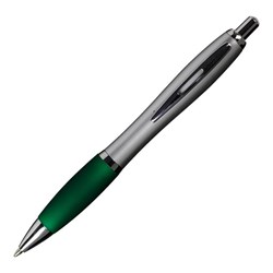 Obrázky: Strieborné pl. guličkové pero s zeleným úchopom