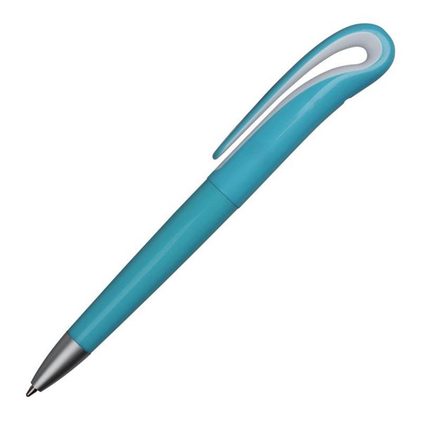 Obrázky: Sv.modré plast. guličkové pero s unikátnym klipom, Obrázok 2