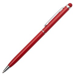 Obrázky: Štíhle hliník. gulič.pero so stylusom, tm. červené