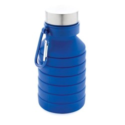 Obrázky: Nepriepustná modrá silikónová skladacia fľaša