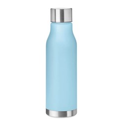 Obrázky: Sv. modrá fľaša z RPET, pogumovaná úprava, 600ml