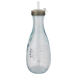 Obrázky: Fľaša z recyklovaného skla, slamka 600 ml