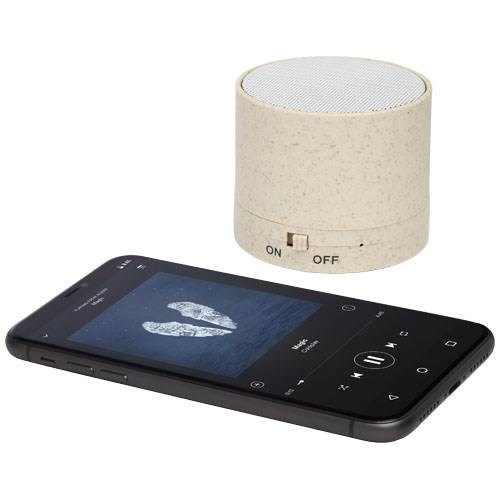 Obrázky: Béžový Bluetooth reproduktor z ABS a pšenič. slamy, Obrázok 5