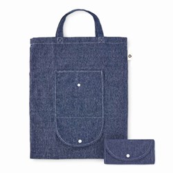 Obrázky: Modrá žíhaná skladacia nákupná taška 140g
