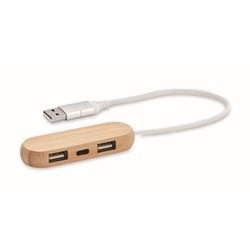Obrázky: Trojportový USB bambusový rozbočovač