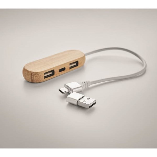 Obrázky: Trojportový USB bambusový rozbočovač, Obrázok 4