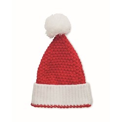 Obrázky: Vianočná červená pletená čiapka z akrylu, brmbolec