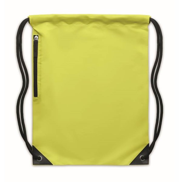 Obrázky: Žltý lesklý sťahovací ruksak, bočné vrecko, Obrázok 2