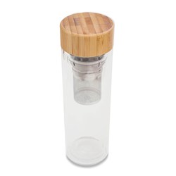 Obrázky: Sklenená fľaša 420 ml s infuzérom, bambus viečko