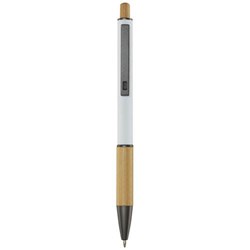 Obrázky: Biele guličkové pero - recykl. hliník/bambus, MN