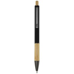 Obrázky: Čierne  guličkové pero - recykl. hliník/bambus, ČN