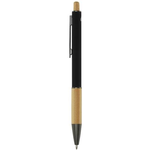 Obrázky: Čierne  guličkové pero - recykl. hliník/bambus, ČN, Obrázok 5