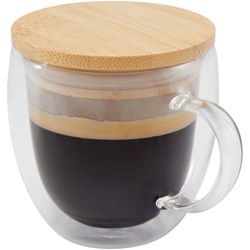 Zobrazit detaily pro Sklenený hrnček, 250 ml a bambusovým viečkom Obrázky: Sklenený hrnček, 250 ml a bambusovým viečkom