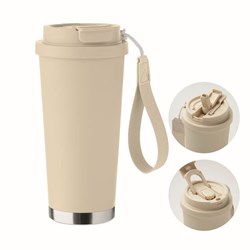 Zobrazit detaily pro Termohrnček z rec. nerez 500ml a pútkom, béžová Obrázky: Termohrnček z rec. nerez 500ml a pútkom, béžová